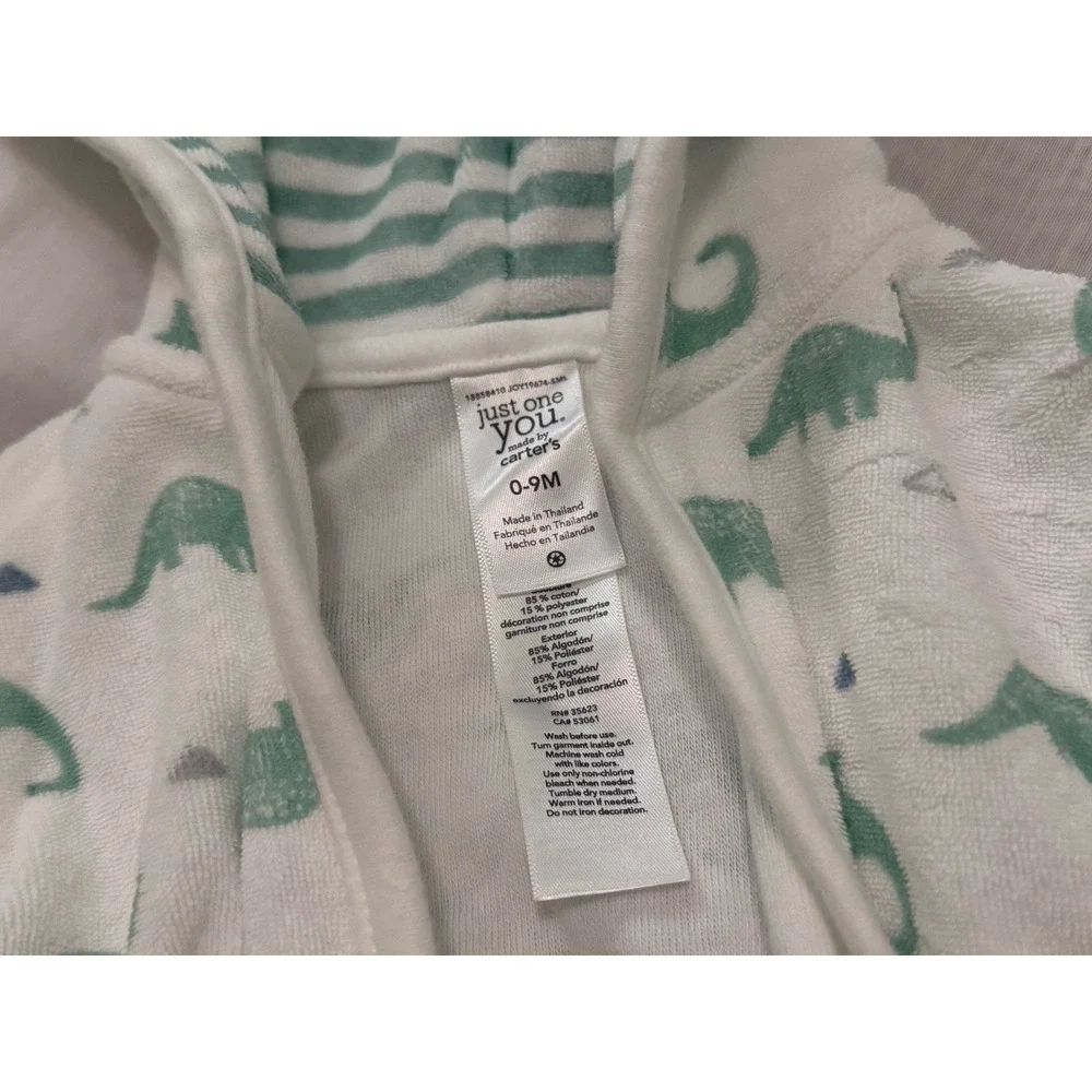 Carter's And HB Baby Bath Robe Giraffe + Dinosaur Print 0-9‎ months Set of 2*